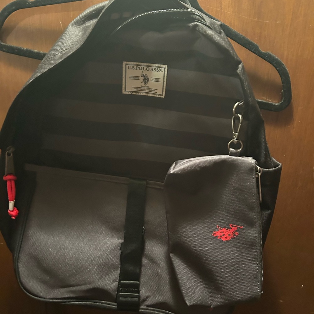 U.S. Polo Assn. Black and Gray Backpack with Red Accents